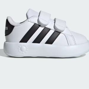 Adidas Kids White and Black Velcro Sneakers